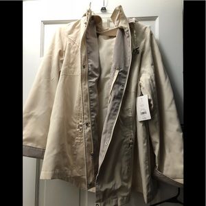 Silk faux hooded rain coat